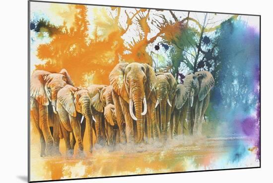 Elephant Tribe-Graeme Stevenson-Mounted Giclee Print