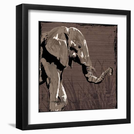 Elephant Walk Brown-OnRei-Framed Art Print