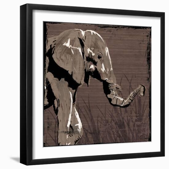 Elephant Walk Brown-OnRei-Framed Art Print