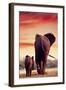 Elephant Walking with Calf-null-Framed Art Print