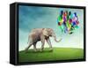 Elephant with a Colorful Balloons-egal-Framed Stretched Canvas