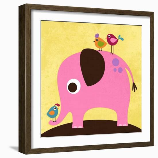 Elephant with Birds-Nancy Lee-Framed Art Print