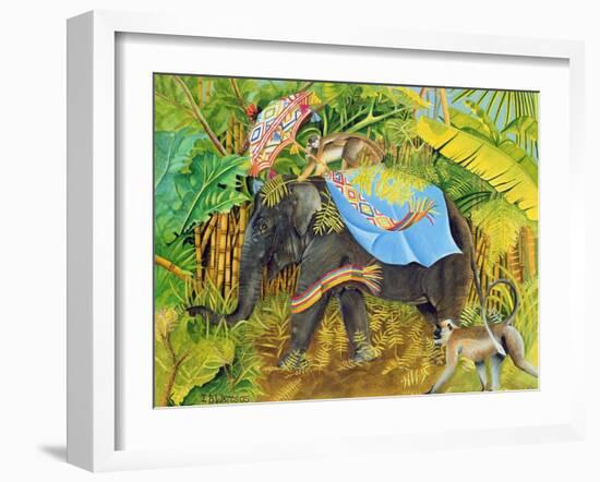 Elephant with Monkeys and Parasol, 2005-E.B. Watts-Framed Giclee Print