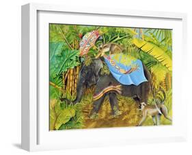 Elephant with Monkeys and Parasol, 2005-E.B. Watts-Framed Giclee Print