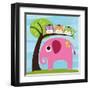 Elephant with Three Owls-Nancy Lee-Framed Art Print