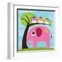 Elephant with Three Owls-Nancy Lee-Framed Art Print