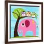 Elephant with Three Owls-Nancy Lee-Framed Art Print