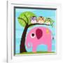 Elephant with Three Owls-Nancy Lee-Framed Art Print