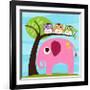 Elephant with Three Owls-Nancy Lee-Framed Art Print