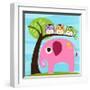 Elephant with Three Owls-Nancy Lee-Framed Art Print