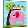 Elephant with Three Owls-Nancy Lee-Mounted Art Print