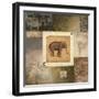 Elephant Woodcut-Michael Marcon-Framed Art Print