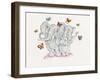 Elephants and Butterflies-Bill Bell-Framed Giclee Print