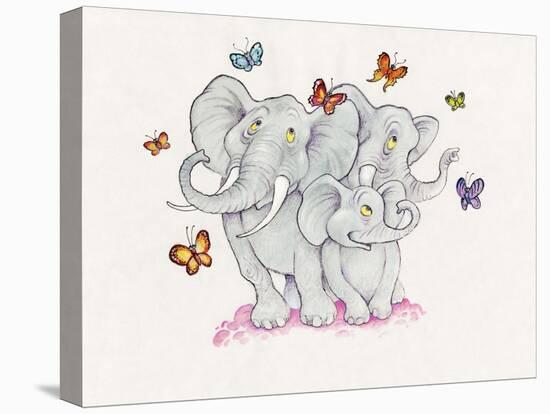 Elephants and Butterflies-Bill Bell-Stretched Canvas