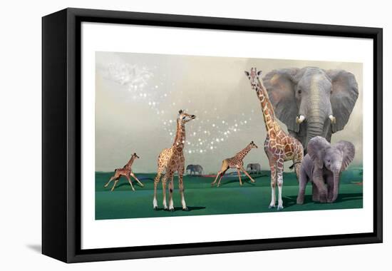Elephants And Giraffes-Nancy Tillman-Framed Stretched Canvas