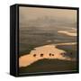 Elephants Crossing River-Ganesh H Shankar-Framed Stretched Canvas