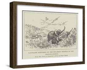 Elephants Disturbed by the Steamer's Whistle on the Bahr-El-Ghazal-null-Framed Giclee Print