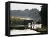 Elephants Drink from the Channel Outside Camp, Lower Zambezi National Park, Zambia-John Warburton-lee-Framed Stretched Canvas