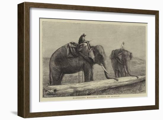 Elephants Hauling Timber in Burmah-null-Framed Giclee Print