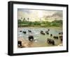 Elephants in Water-Givaga-Framed Photographic Print