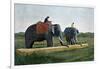 Elephants Moving a Log, Ceylon, C1890-Gillot-Framed Giclee Print