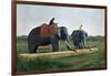 Elephants Moving a Log, Ceylon, C1890-Gillot-Framed Giclee Print