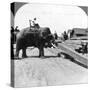 Elephants Moving Timber, Rangoon, Burma (Myanma), 1900s-Underwood & Underwood-Stretched Canvas