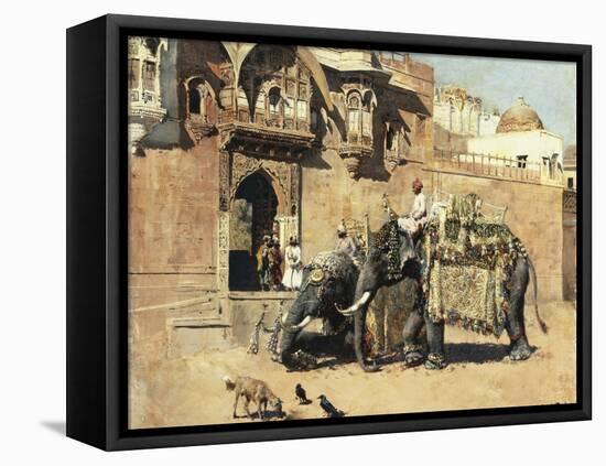 Elephants Outside a Palace, Jodhpore, India-Edwin Lord Weeks-Framed Stretched Canvas