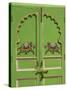 Elephants painted on green door, City Palace, Udaipur, India-Adam Jones-Stretched Canvas