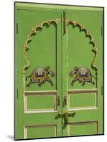 Elephants painted on green door, City Palace, Udaipur, India-Adam Jones-Mounted Photographic Print