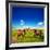 Elephants Playing With Their Trunks On African Savanna. Safari In Amboseli, Kenya, Africa-Michal Bednarek-Framed Photographic Print