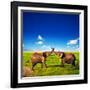 Elephants Playing With Their Trunks On African Savanna. Safari In Amboseli, Kenya, Africa-Michal Bednarek-Framed Photographic Print