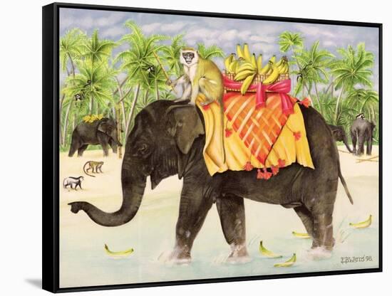 Elephants with Bananas, 1998-E.B. Watts-Framed Stretched Canvas