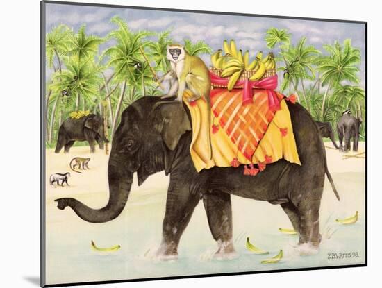 Elephants with Bananas, 1998-E.B. Watts-Mounted Giclee Print