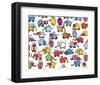 Elephants-Andree Prigent-Framed Art Print