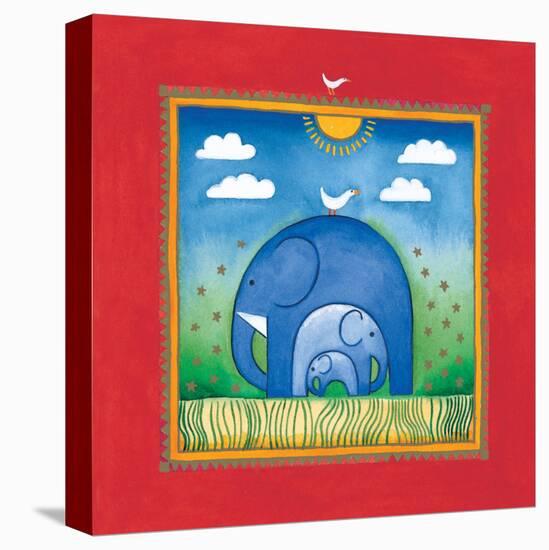 Elephants-Linda Edwards-Stretched Canvas