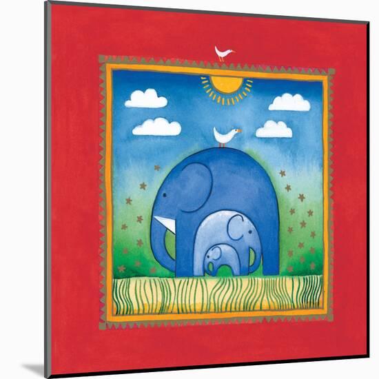 Elephants-Linda Edwards-Mounted Art Print