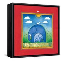 Elephants-Linda Edwards-Framed Stretched Canvas