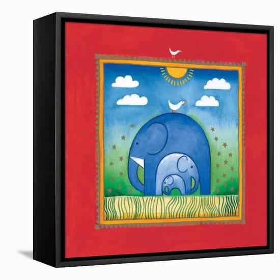 Elephants-Linda Edwards-Framed Stretched Canvas