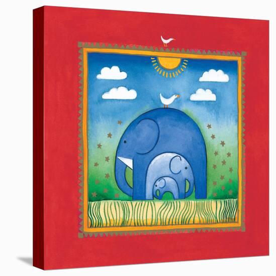 Elephants-Linda Edwards-Stretched Canvas