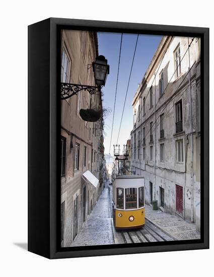 Elevador Da Bica, Bairro Alto District, Lisbon, Portugal-Michele Falzone-Framed Stretched Canvas