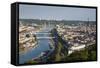 Elevated City View Above Seine River, Rouen, Normandy, France-Walter Bibikow-Framed Stretched Canvas