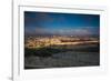 Elevated city view with Temple Mount and Dome of the Rock from the Mount of Olives at dawn, Jeru...-null-Framed Photographic Print