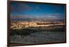 Elevated city view with Temple Mount and Dome of the Rock from the Mount of Olives at dawn, Jeru...-null-Framed Photographic Print