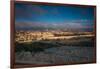 Elevated city view with Temple Mount and Dome of the Rock from the Mount of Olives at dawn, Jeru...-null-Framed Photographic Print