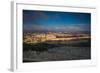 Elevated city view with Temple Mount and Dome of the Rock from the Mount of Olives at dawn, Jeru...-null-Framed Photographic Print