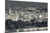 Elevated city view with Temple Mount and Dome of the Rock from the Mount of Olives at dawn, Jeru...-null-Mounted Photographic Print