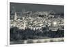 Elevated city view with Temple Mount and Dome of the Rock from the Mount of Olives at dawn, Jeru...-null-Framed Photographic Print