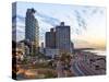 Elevated Dusk View of the City Beachfront, Tel Aviv, Israel, Middle East-Gavin Hellier-Stretched Canvas