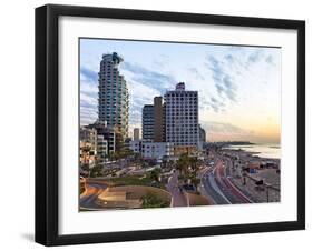 Elevated Dusk View of the City Beachfront, Tel Aviv, Israel, Middle East-Gavin Hellier-Framed Photographic Print